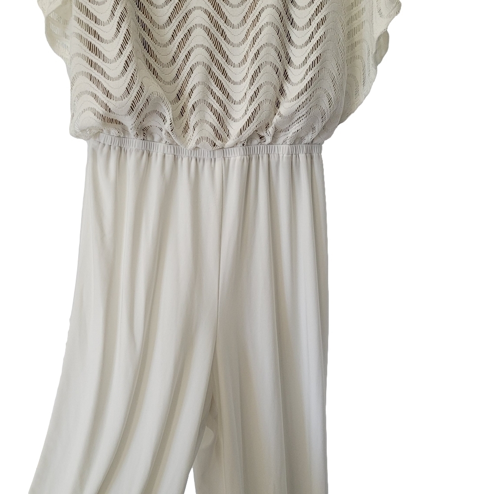 Emma & Michele Crochet Jumpsuit Romper White Wide Leg Small - Picture 5 of 16